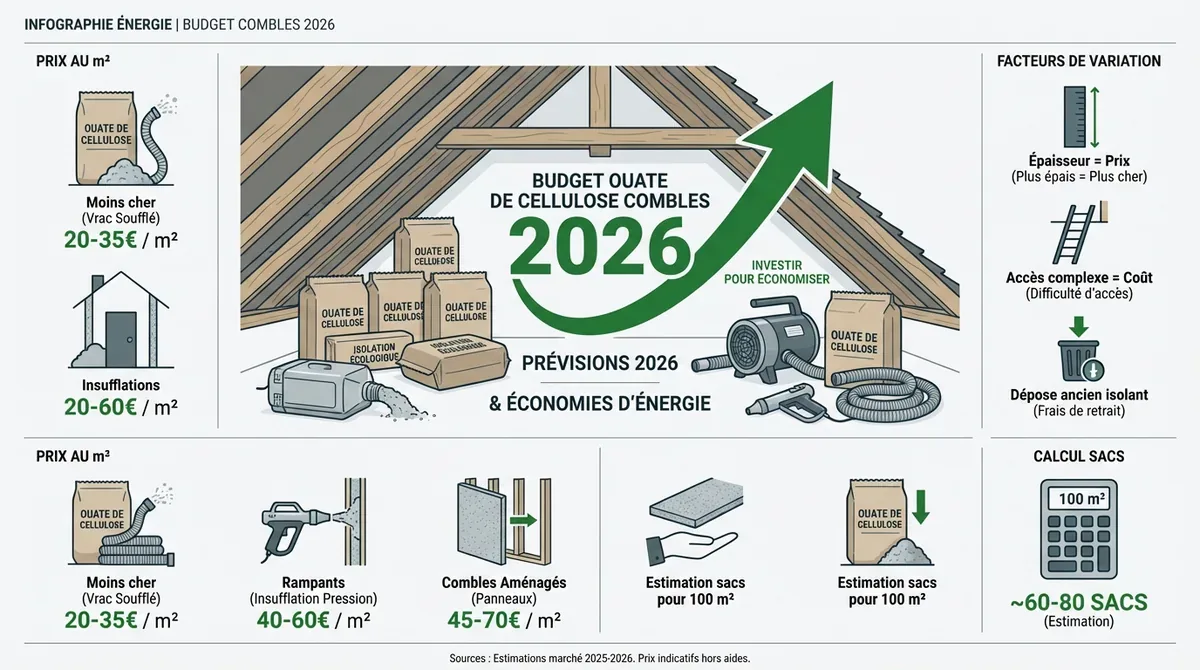 Estimation budget isolation ouate de cellulose combles 2026