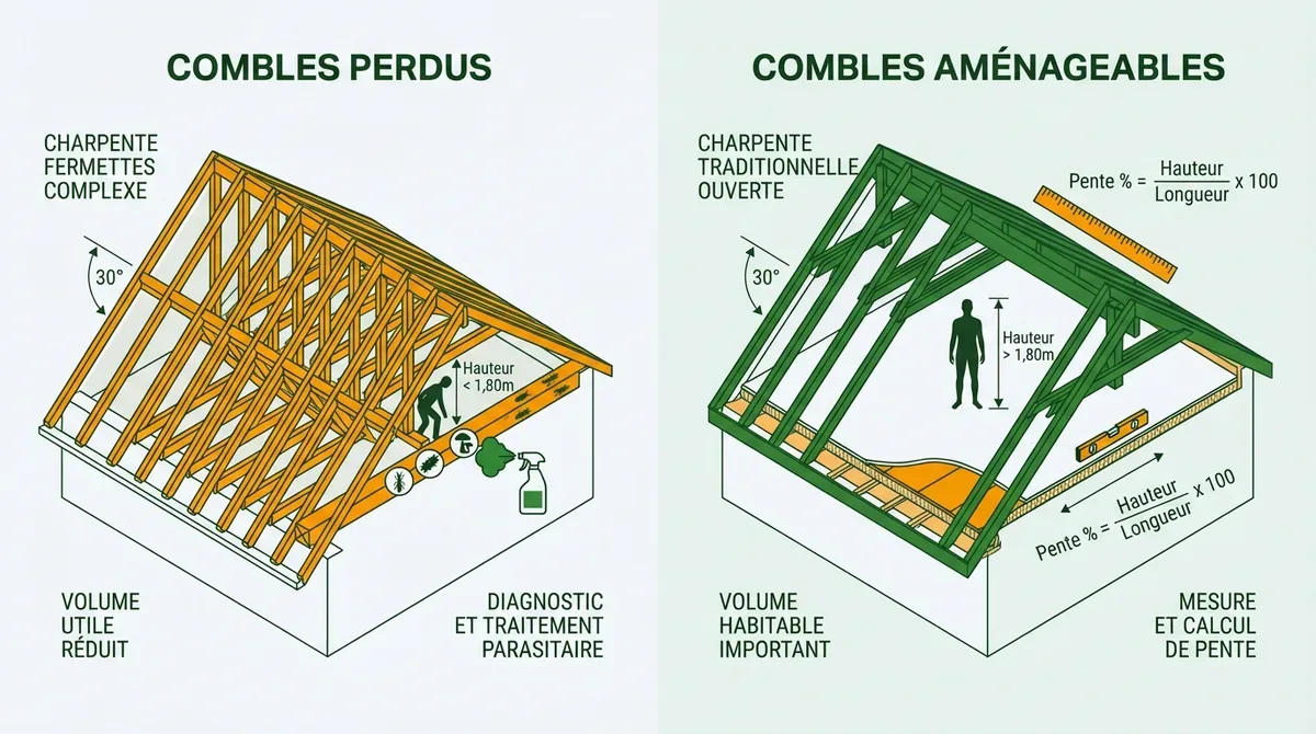 Comparaison technique entre isolation de combles perdus et aménageables