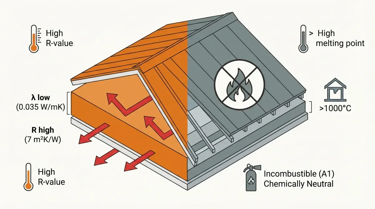 Comparaison performance thermique et sécurité incendie laine de verre et roche