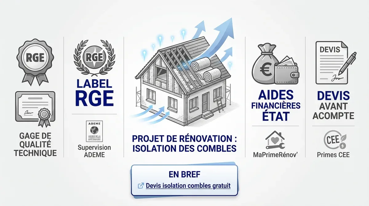 Artisan RGE réalisant l'isolation des combles pour l'efficacité énergétique