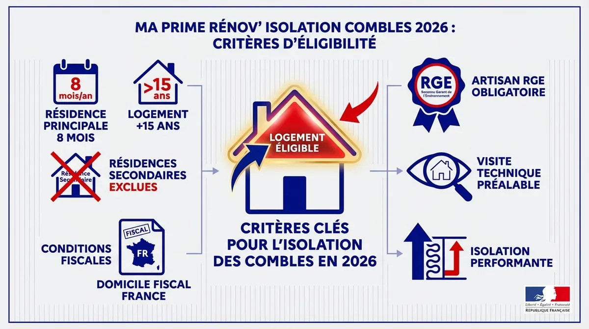 Critères d'éligibilité MaPrimeRénov 2026 pour l'isolation des combles